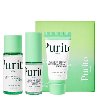 PURITO SEOUL - Wonder Releaf Centella Mini Kit UnscentedPSerum+Toner+ Cream